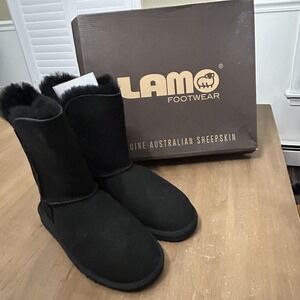 Lamo Boots Womens Size 9 Black Liberty 9" Sheepskin Shearling Mid Calf CW1735